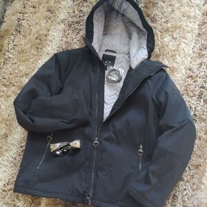 Armani Exchange Black Insulated Hoodie Winter Jacket Plus Bonus